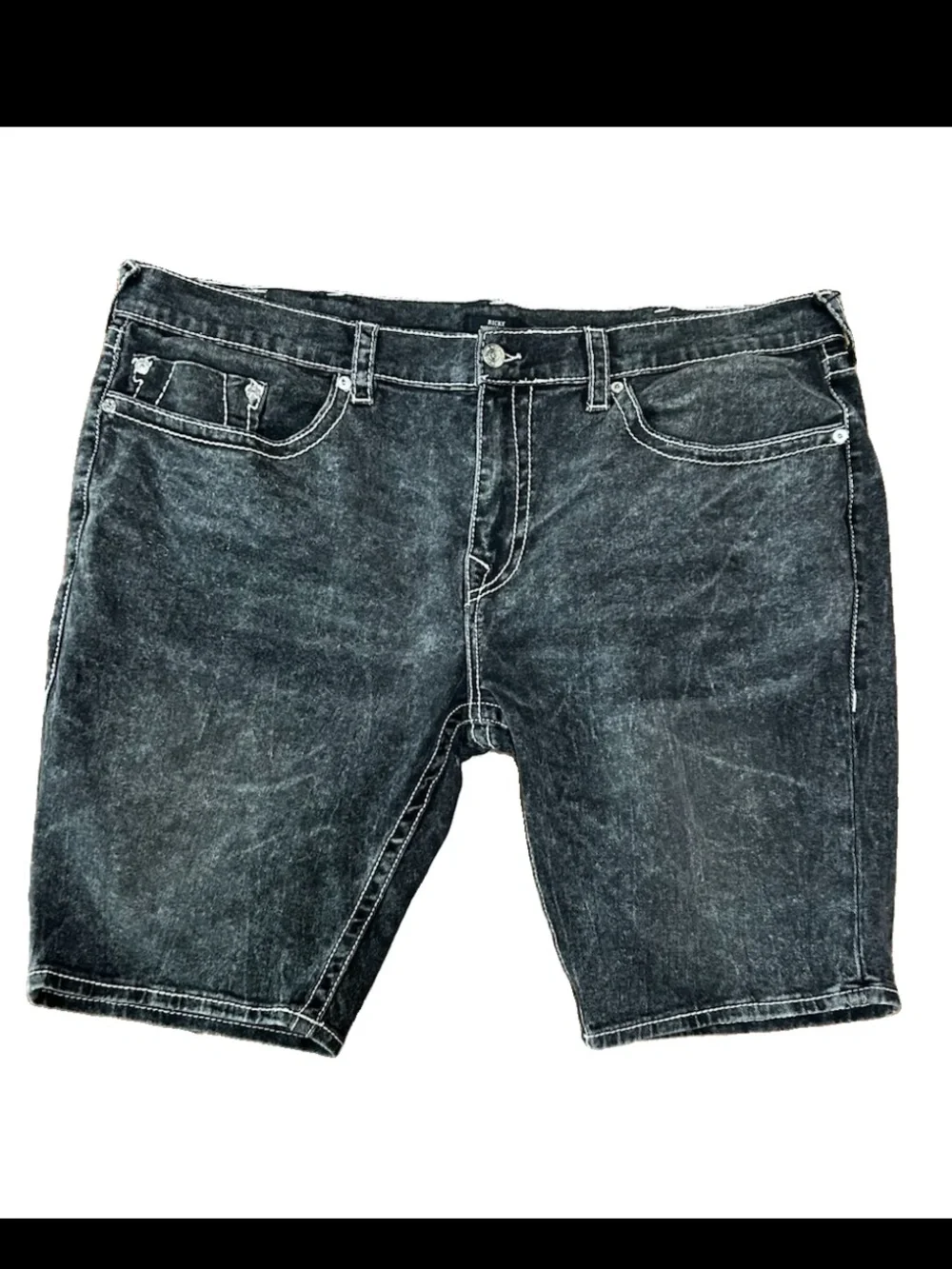 True Religion Jean Shorts Size 46 Ricky BigT Black Horseshoe Logo Pockets NWT